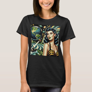 T-shirt Planète Rétro Pin-Up 