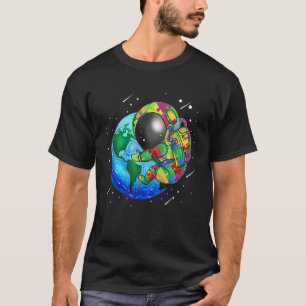 T-shirt Planète Terre Autisme Enfants Puzzle Astronaute Sy