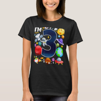 T-shirt Planètes âgées de 3 ans Astronaute Espace d'annive