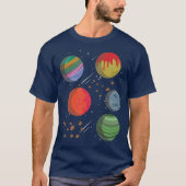 T-shirt Planètes colorées dans l'espace (Devant)