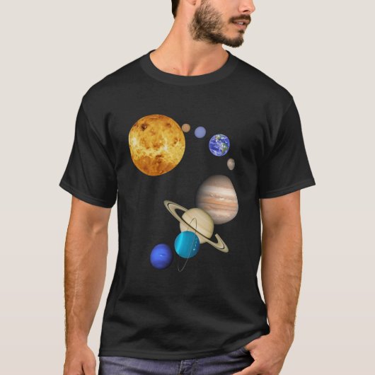 T-shirt Planètes Dans Le Système Solaire - Science (Devant)