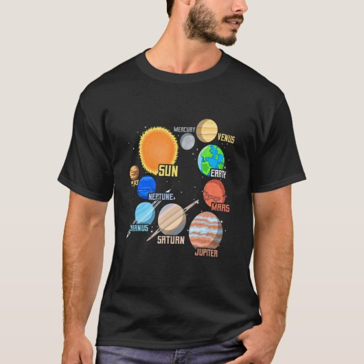 T-shirt Planètes Du Système Solaire Et Sciences Spatiales (Devant)
