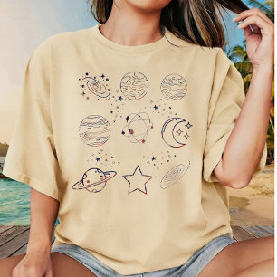 T-shirt Planètes et Étoiles de l'Univers Céleste Marbre Li
