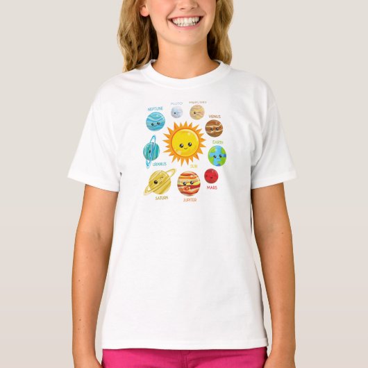 T-shirt Planètes mignonnes, Système solaire, Espace, Cosmo (Devant)