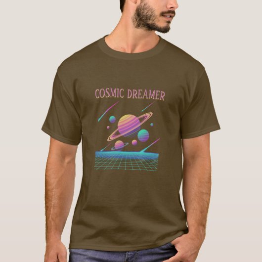 T-shirt Planètes Rétro Vaporwave Synthwave (Devant)