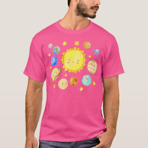 T-shirt Planètes souriantes Systèmes solaires mignons Astr