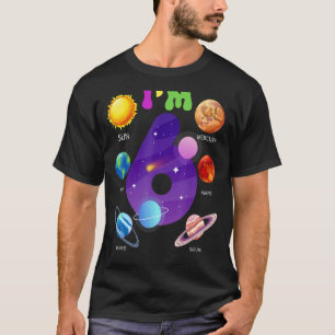 T-shirt Planètes système solaire mignonnes 6 ans 6e annive
