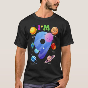 T-shirt Planètes système solaire mignonnes 9 ans 9e annive