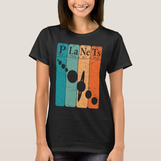 T-shirt Planets Periodic Table Elements Solar System Plane (Devant)
