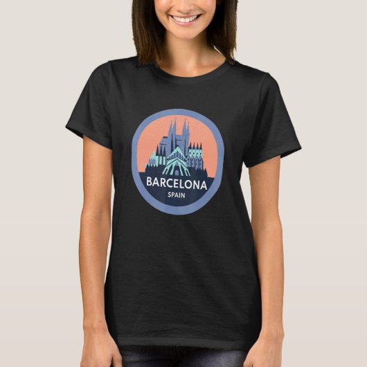 T-shirt Planificateur De Voyage Barcelone Espagne J'Aime V (Devant)