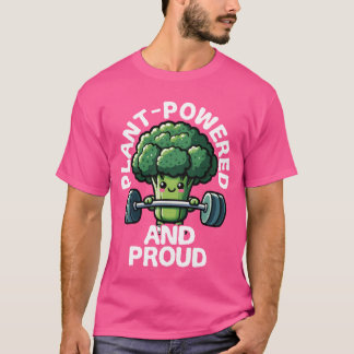 T-shirt Plant Powered and Proud Broccoli Lifting Weights v