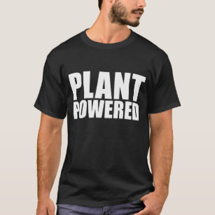 T-shirt Plante Powered Vegan Simple Gras Blanc sur Tee Noi