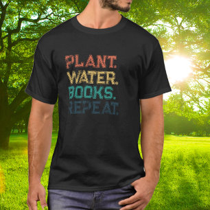 T-shirt Plantes Eau Livres Répéter Typographie Colorée