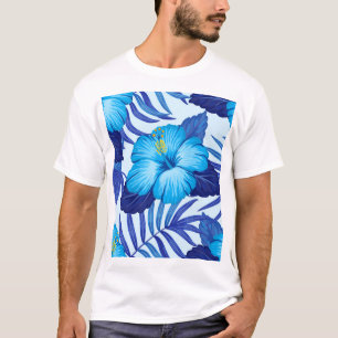 T-shirt Plantes tropicaux hawaïens, motif hibiscus.