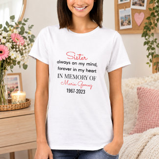 T-shirt Plaque de coeur commémorative de Soeur - Toujours