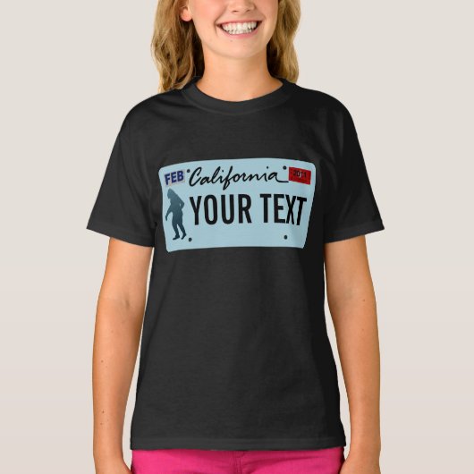 T-shirt Plaque de licence California Sasquatch (Devant)