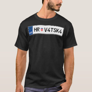 T-shirt Plaque de permis de voiture Croatie Hrvatska