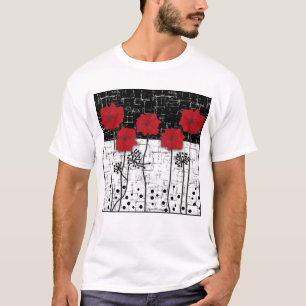 T-shirt Plaques de papier de pavot rouge