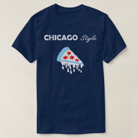 T-shirt Plat Profond Drapeau De Chicago Comme Pizza  (Design devant)