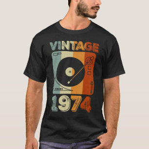 T-shirt Platine Vinyle Vintage 1974 50 Ans Garçons