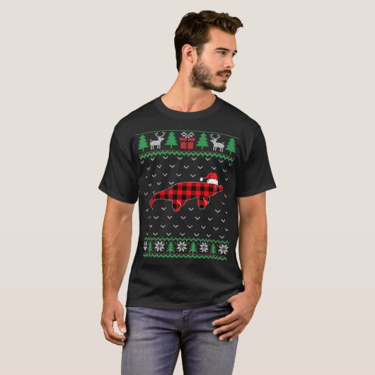 T-shirt Platypus Red Plaid Ugly Christmas Sweater Matching (Devant entier)