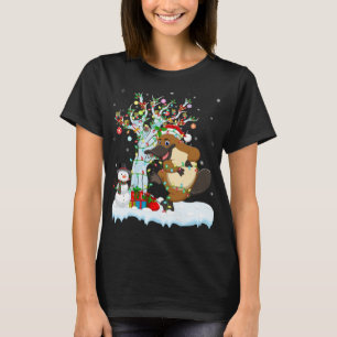 T-shirt Platypus Xmas Lumière Arbre Santa Hat Platypus Chr