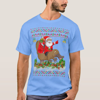 T-shirt Platypus Xmas Pyjama Ugly Père Noël Riding Platypu