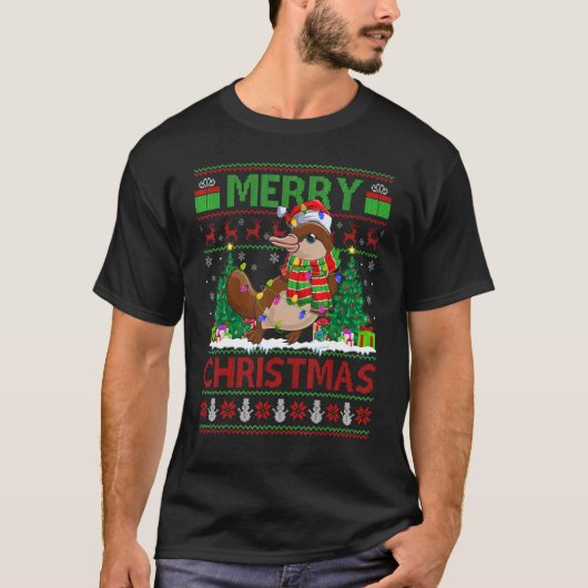 T-shirt Platypus   Xmas Tree Ugly Santa Platypus Christmas (Devant)