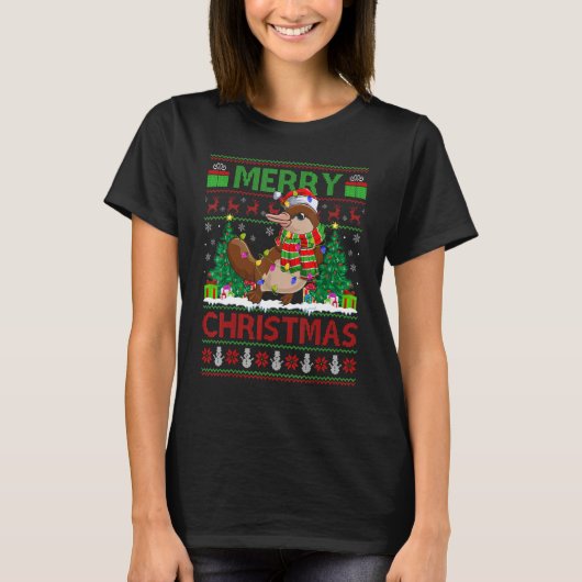 T-shirt Platypus Xmas Tree Ugly Santa Platypus Christmas (Devant)