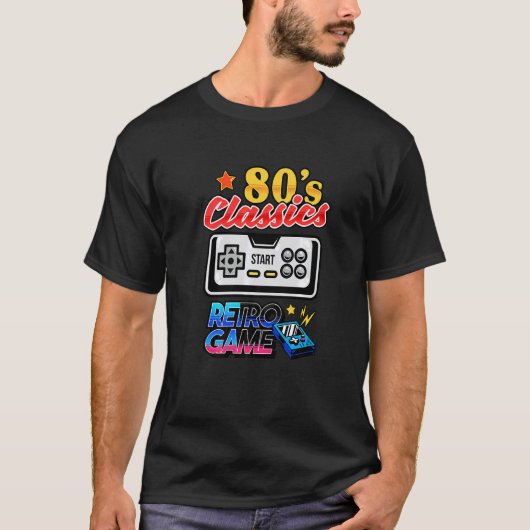 T-shirt Play Game 80's Classic Controller Retro Game Graph (Devant)