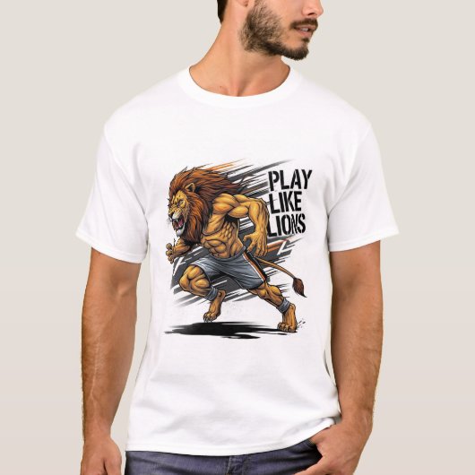 T-shirt Play Like Lion – Moroccan Flag Power & Football (Devant)