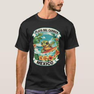 T-shirt Playa Del Carmen Mexique Cute Sea Turtle Surfing S