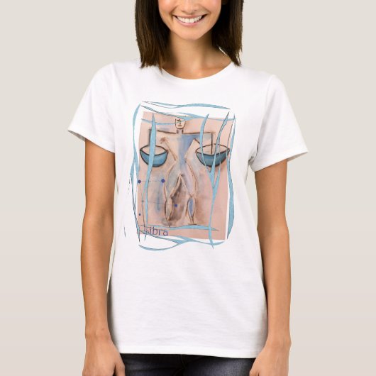 T-shirt playera con dibujo original zodiaco libra (Devant)