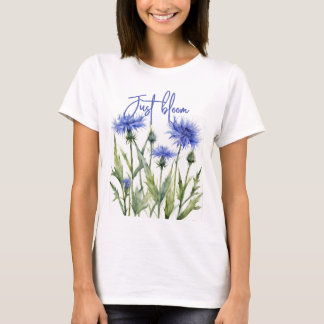 T-shirt playera con flores azules, diseño floral azul