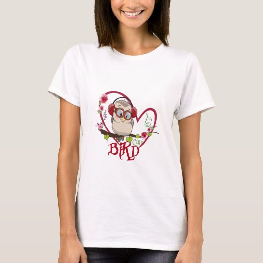 T-shirt Playera de pájaro con rosas (Devant)