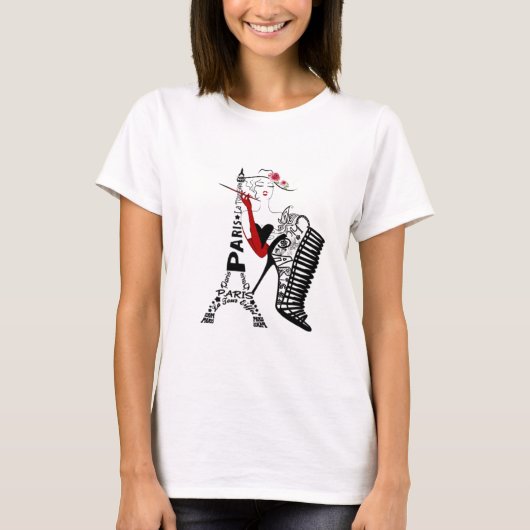 T-shirt Playera de parís chic con mujer (Devant)