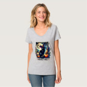 T-shirt Playera "Moonlit Magic" Black Cat Halloween Shirt (Devant entier)