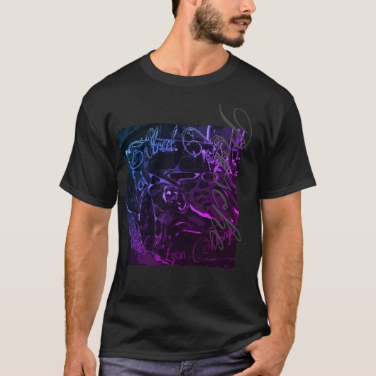 T-shirt Playera Porsche Black Lyon design Street art 7 (Devant)