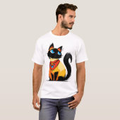 T-shirt Playful black cat with bandana (Devant entier)