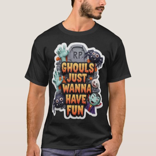 T-shirt Playful claymation Halloween characters and text G (Devant)