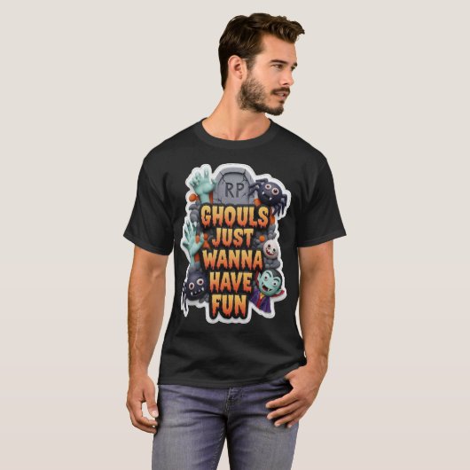 T-shirt Playful claymation Halloween characters and text G (Devant entier)