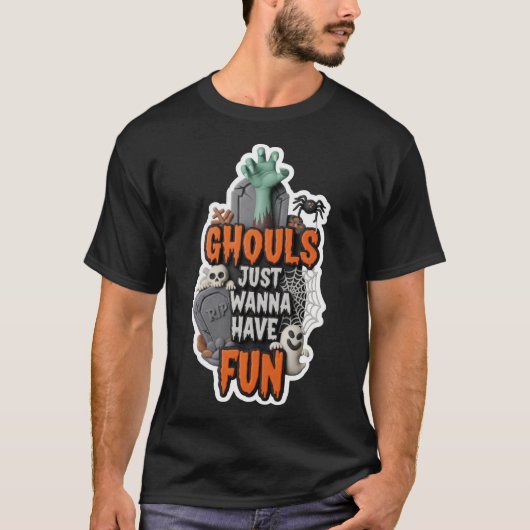 T-shirt Playful claymation Halloween graphic with zombie h (Devant)