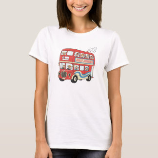 T-shirt Playful Double Decker Bus London Retro Cartoon