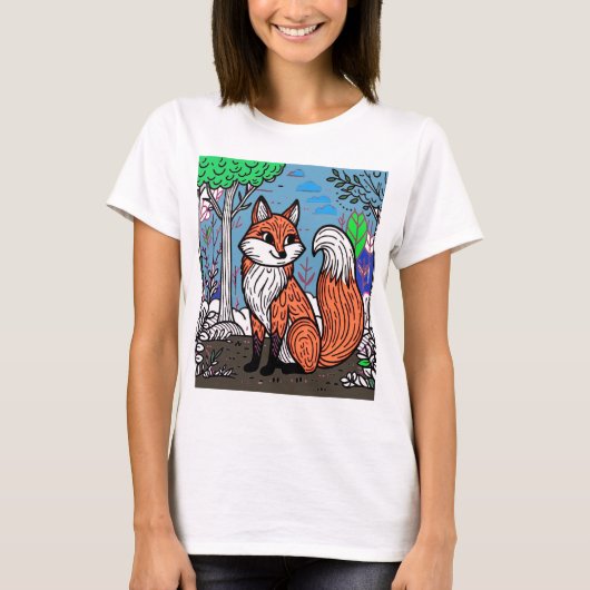 T-shirt "Playful Fox in the Forest" (Devant)
