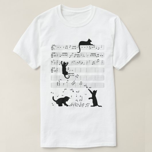 T-shirt Playful Music Cats Funny Musical Notes Pet Lover (Design devant)