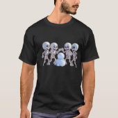 T-shirt Playful Skeletons Building a Snowman – 3D Cartoon, (Devant)