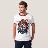 T-shirt PlayStation Gaming Fire Energy Controller Art (Devant entier)