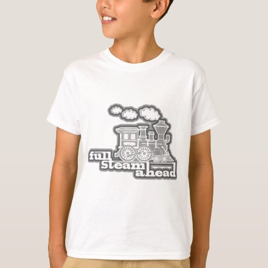 T-shirt Plein vapeur devant loco train gris enfants t-shir (Devant)