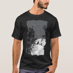 T-shirt Pleine lune Crow Gloomy Forêt Costume magnifique H