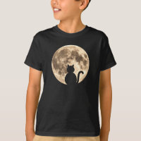 Pleine lune de chat noir Silhouette